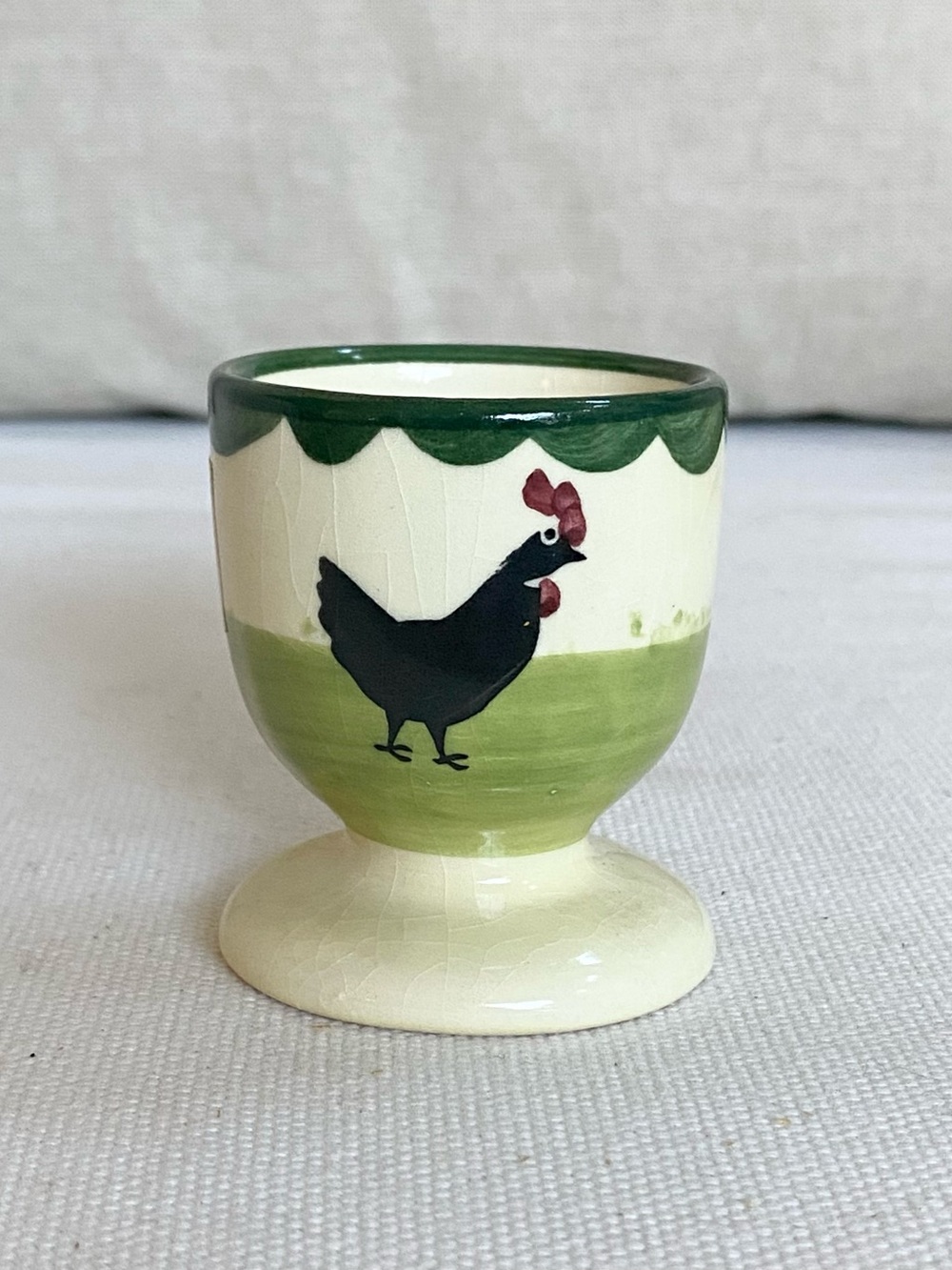 VTG Zeller Keramik Hahn und Henne Footed Egg Cup Rooster Chicken Germany